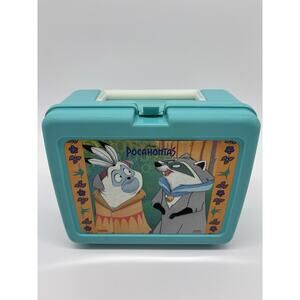 1995 Disney Pocahontas Thermos Lunch Box w Bottle Flit Meeko Vintage Teal